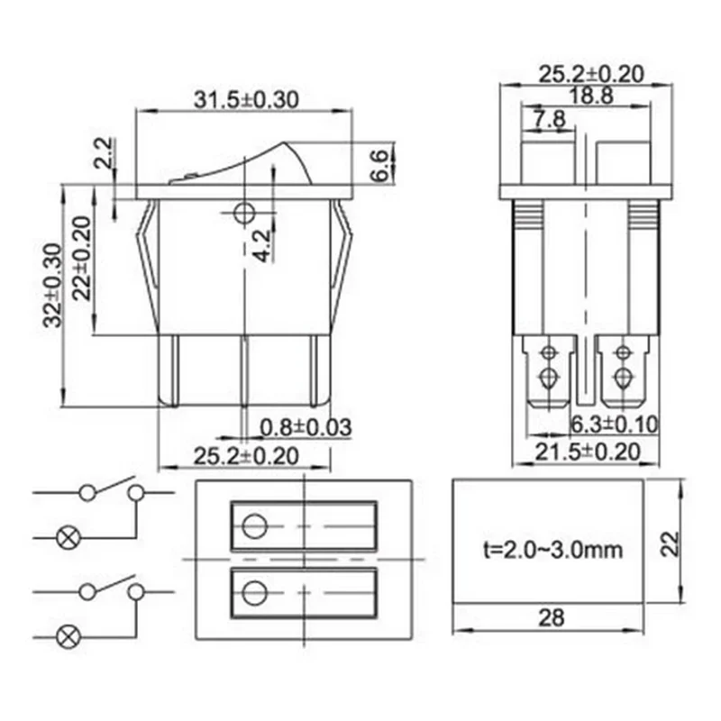1 Stuks Rocker Cat-Eye Twee Bende Dubbele Schakelaar