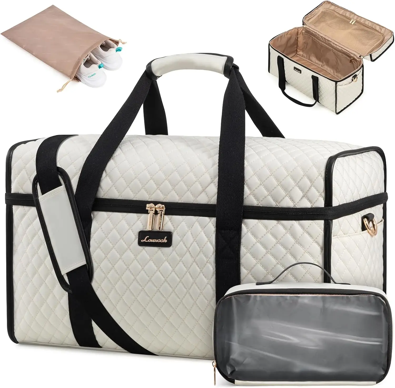 

Travel Duffle Bag - Weekender & Overnight Bag with Toiletry & Wet Pocket, Carry-On Size, 3pc Set