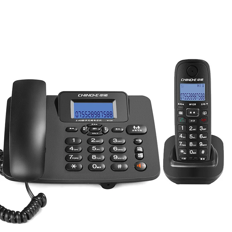 W128 Cordless Mother and Child Phone Home Business Office Landline Caller ID Internal Toll Free