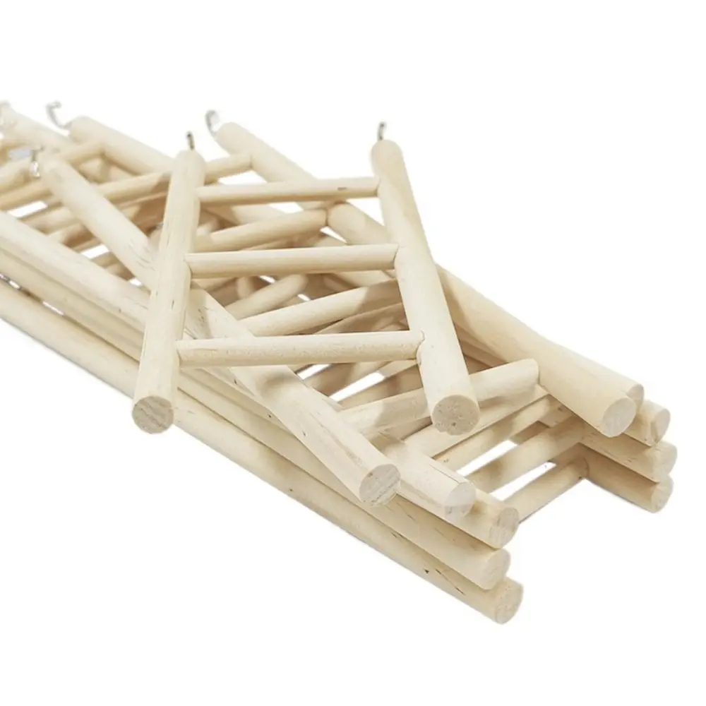Durable Creative Wooden Bird Cage Toy with Hooks Hanging Hamsters Toys Birds Ladders Parrot Climbing Frame Parrot Perch