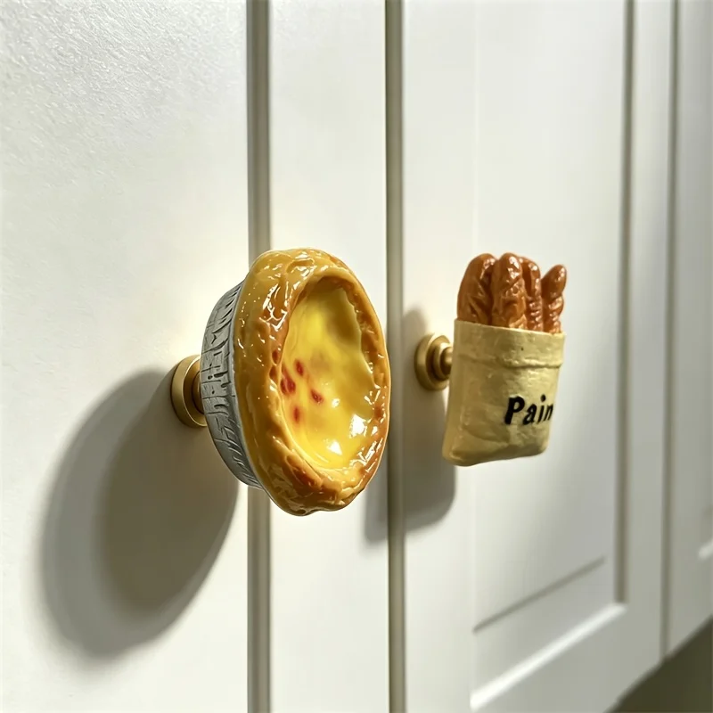 2 Pcs Egg Tart Shaped Cabinet Knobs, Decorative Egg Tart Shaped Drawer Pull Handles, Single Hole Furniture Hardware for Cupboard