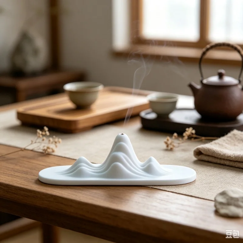 3D Printed Minimalist Mountain Incense Holder, Abstract Hill Shaped Incense Stand, Plastic Zen Desktop Decor