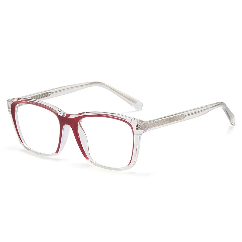 Fashionable blue light resistant square eyeglass frame TR90 plug-in leg frame