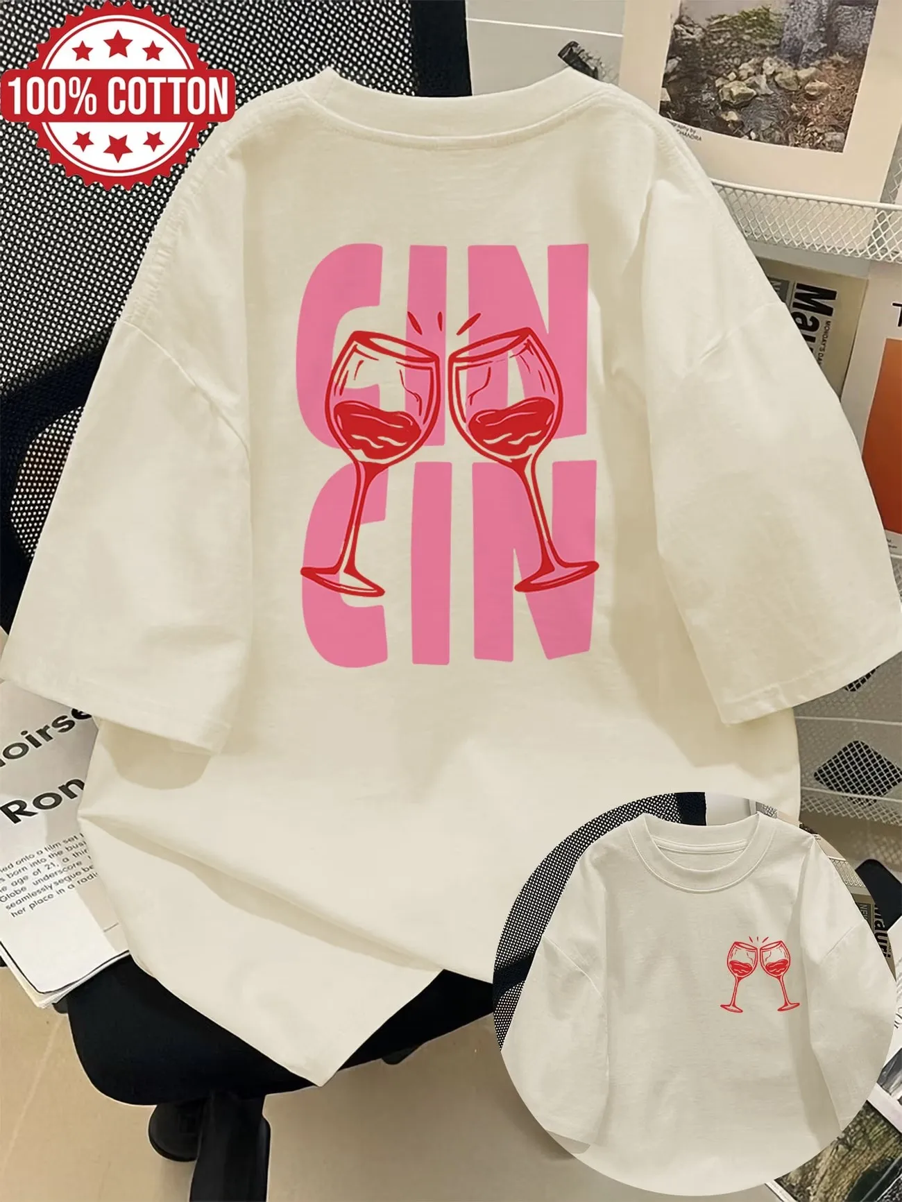 Lose 100% Baumwolle Y2k Vintage Drink T-Shirts für Damen, Lustige T-Shirts, E-Girl Koreanische Mode Grafik-Tees, Oberteile, Damenkleidung – Detail 5