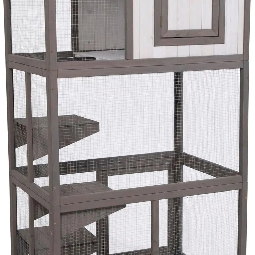 Outdoor Multi-Level Cat Playground with Spacious Enclosure and Hemlock Run