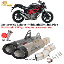 Slip On For Suzuki SFV650 SFV 650 Gladius SFV-650 2009 - 2016 Motorcycle Exhaust Modifide Middle Mid Link Pipe 51mm Muffler Moto