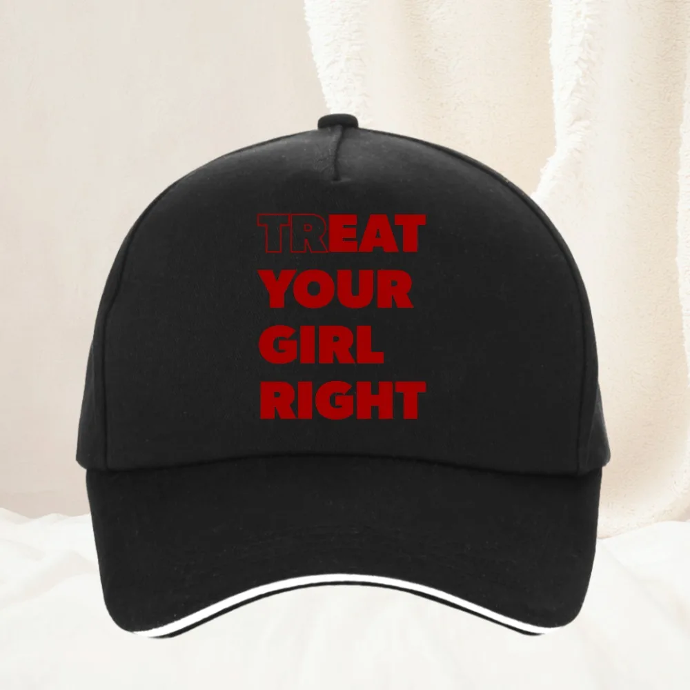Eat Treat Your Girl Right Fun Lettering Print Baseball Cap fashion and versatile outdoor sun protection hats