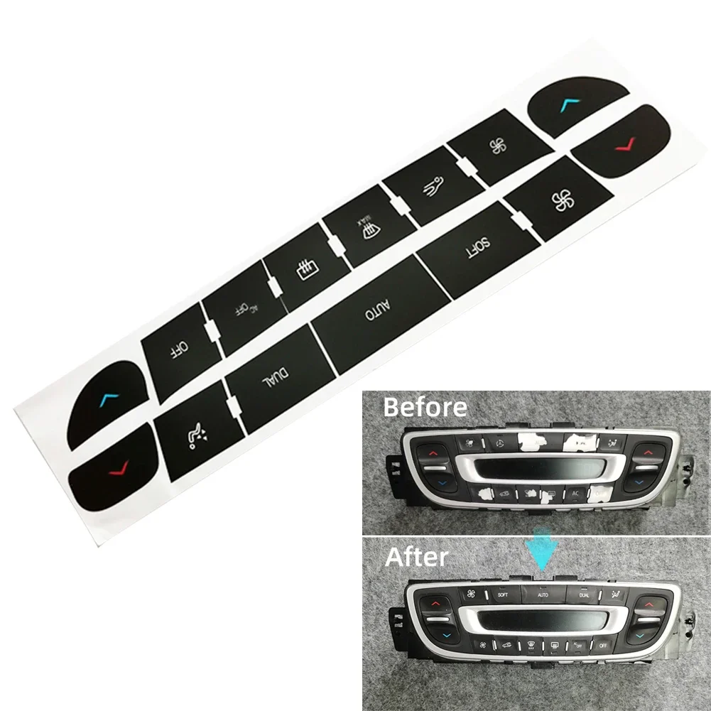 Auto A/C Pulsante Riparazione Decalcomania Adesivo Aria Condizionata Pulsante di Controllo del Climatico Adesivo di Riparazione Per Megane Per Master Per Scenic 3 Trim