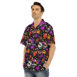 New Men's Hawaiian Shirt Anime Print Gengar Kawaii Funny Full 3D Print Short Sleeve Button Up Summer Shirts