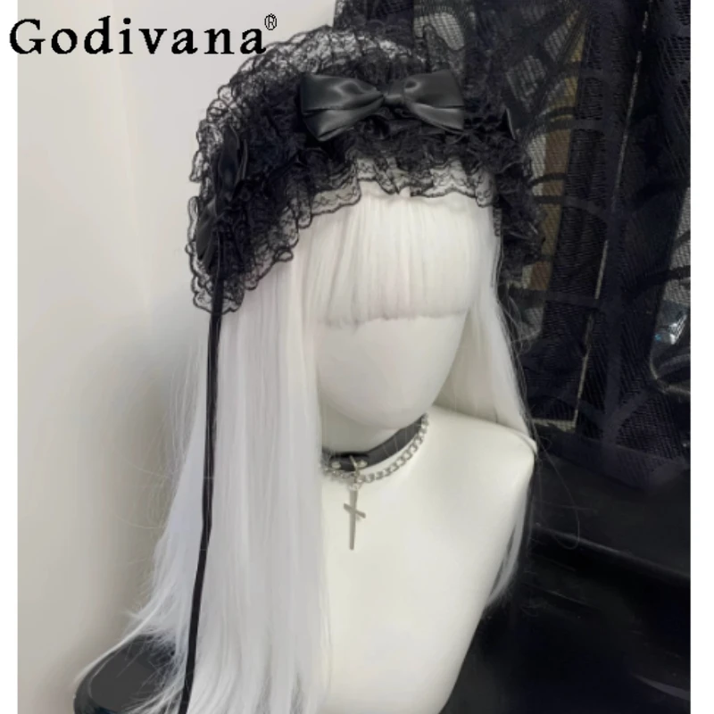 

Sweet Lolita Japanese Girl Gothic Hair Accessories Personality Lace Headband Maid Subculture Retro Bow Headbandes