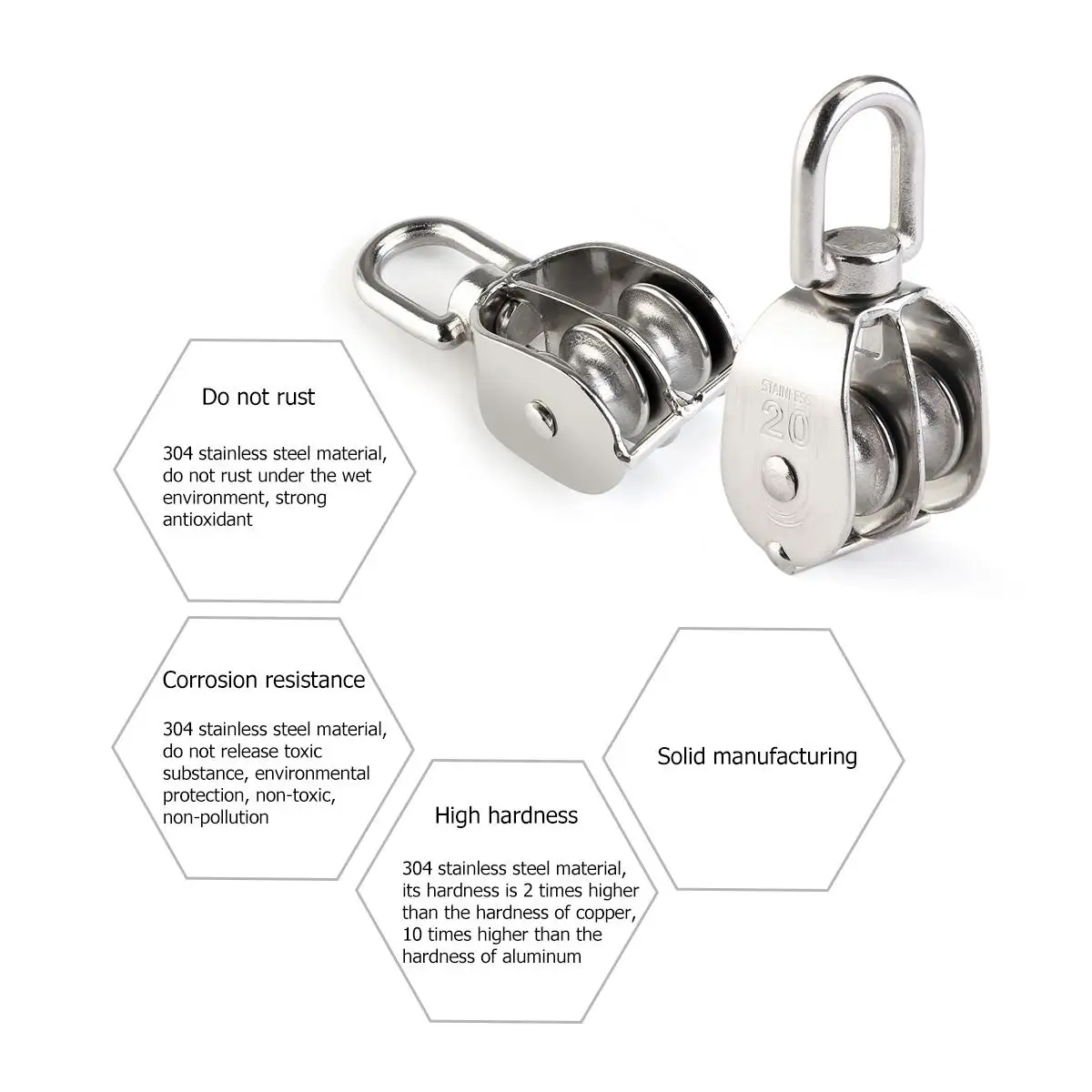 Zamontowany na zewnątrz stalowy blok z dwoma krążkami i podwójnym kołem pasowym Żuraw ze sterowaniem ze stali nierdzewnej