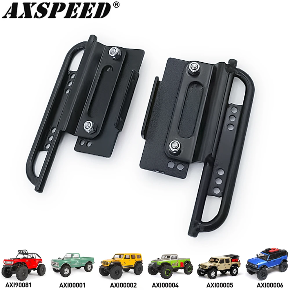 AXSPEED 1Pair Metal Side Pedal Slider for Axial SCX24 Jeep Wrangler JLU Deadbolt Ford Bronco 1/24 RC Crawler Car Upgrade Parts