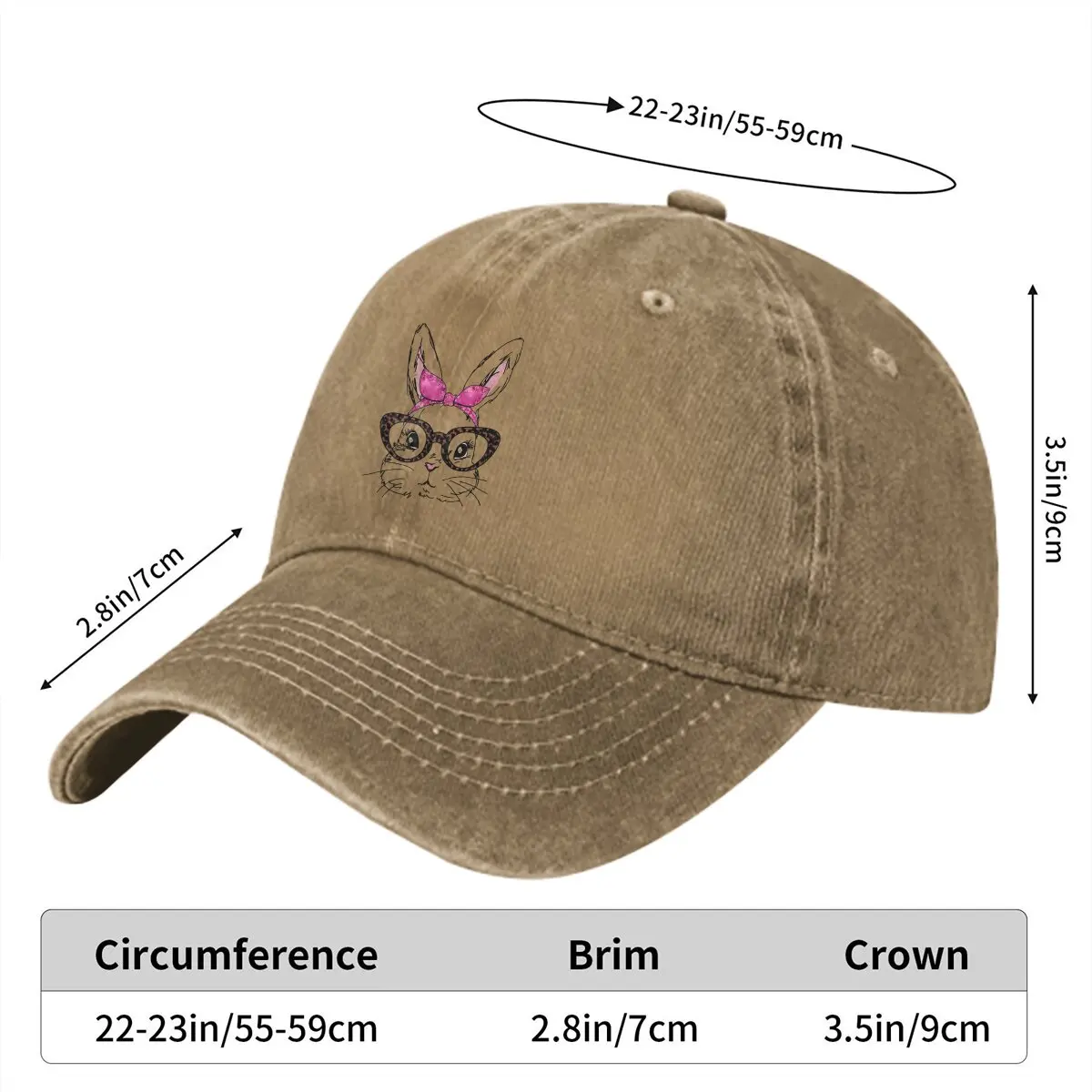 Cute Bunny Face Baseball Caps Peaked Cap Rabbit Animal Pattern Sun Shade Hats for Men Women