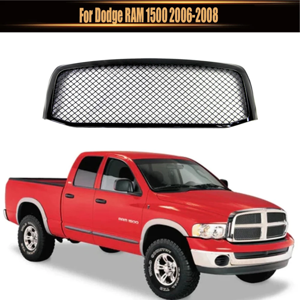 

Racing Grills Decoration Car Front Grid Racing Grills ABS Gloss Black Trim Cover Bumper Grille For Dodge RAM 1500 2006-2008