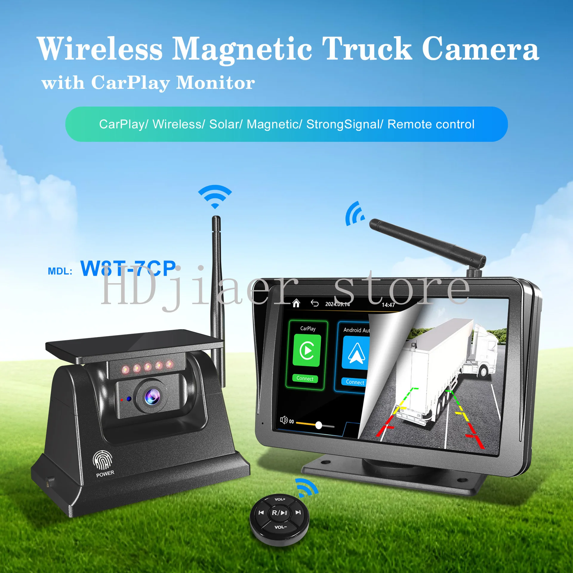 

Car Solar-Powered Wireless Camera + CarPlay Smart Screen - HD Navigation with Bluetooth, WIFI for Apple & Android