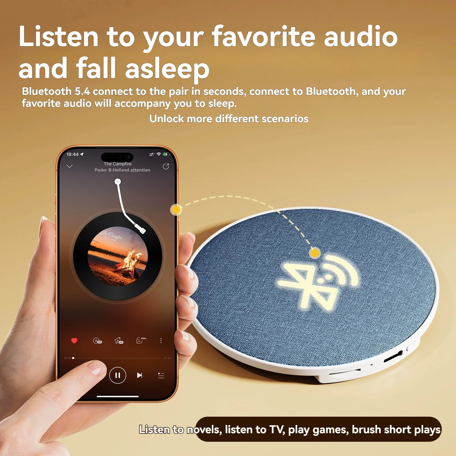 

Музыкальная подушка-плеер: ультратонкий мини-динамик Bluetooth для сна с белым шумом, поддержка воспроизведения с TF-карты