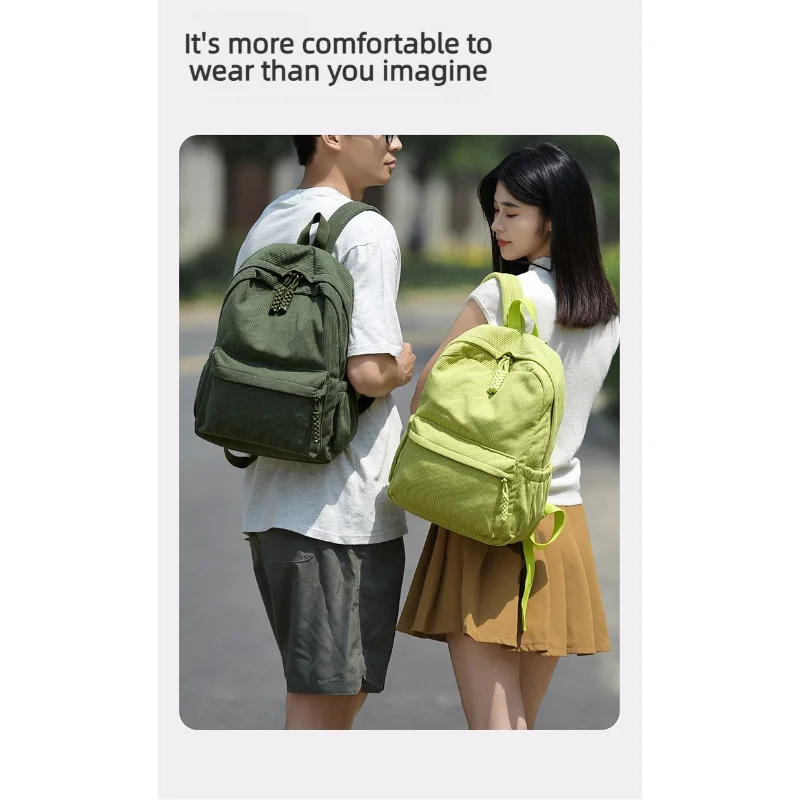 Unisex Fashion Corduroy Backpack Large Capacity School Bag Adjustable Shoulder Straps For School Travel Daily Commuting