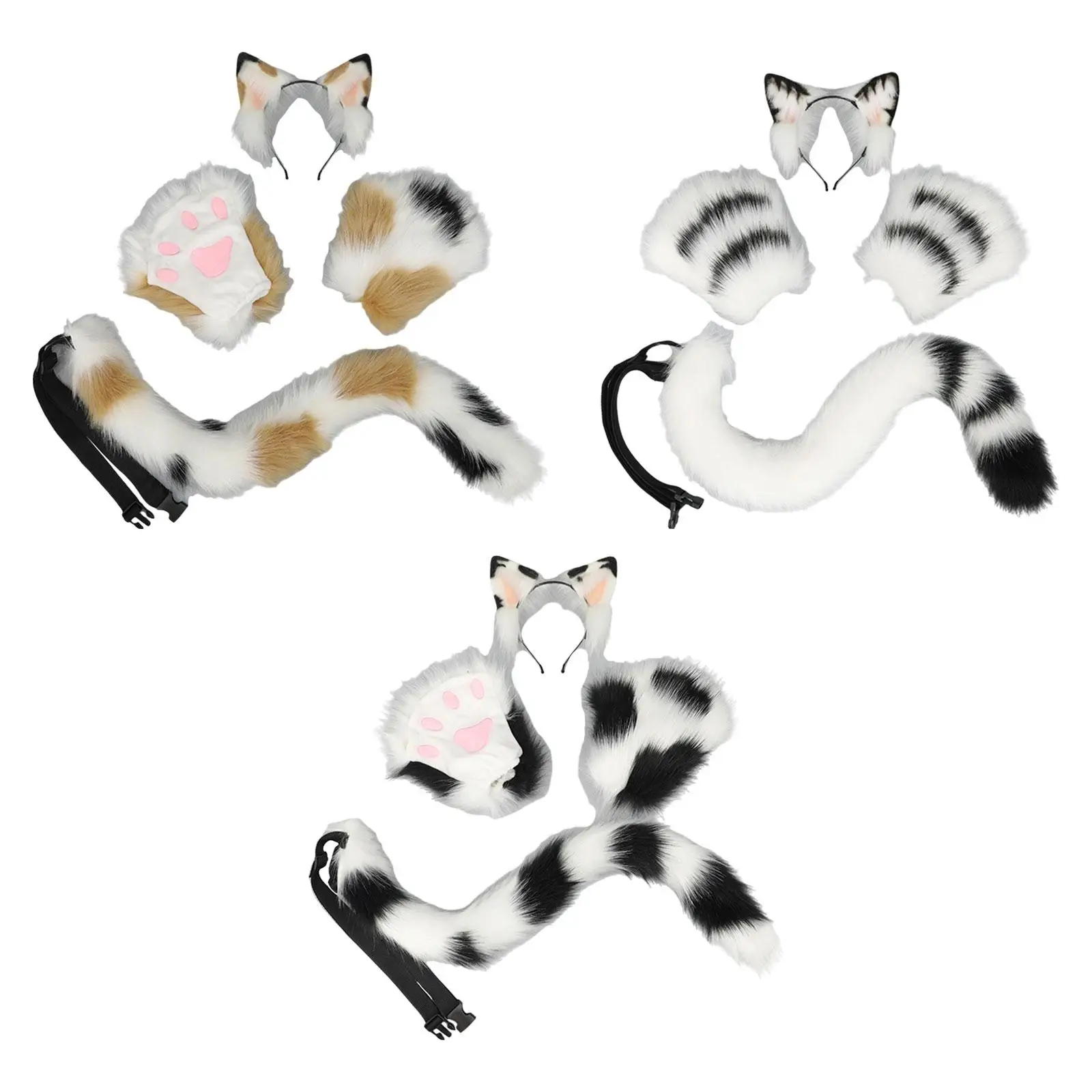 

Cat Ears Tail and Paws Set Hair Accessories Headwear Party Decor Fancy Dress
