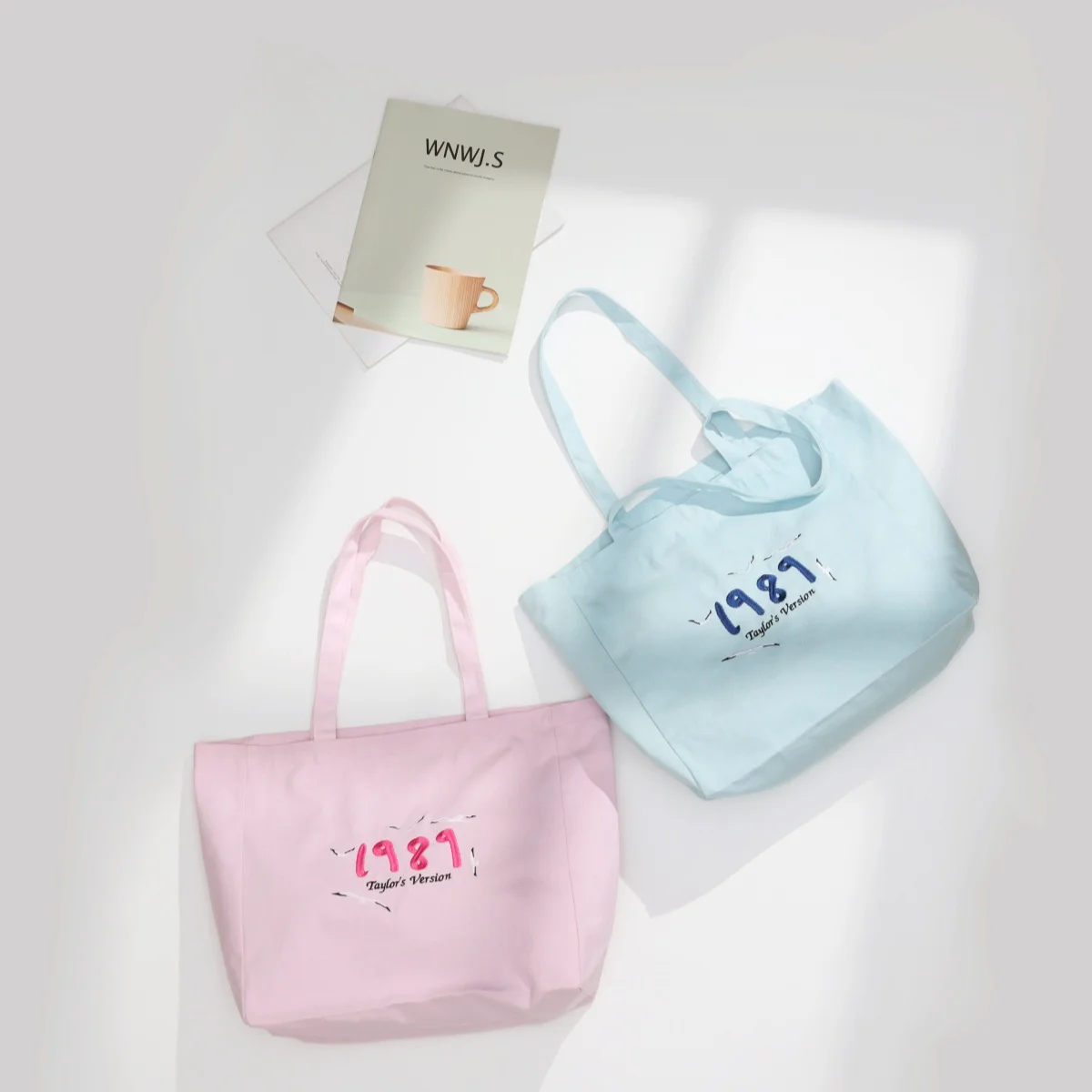 1989 Taylor\'s Version Letters Embroidered Retro Style Canvas Shopping Bags Large Capacity Cotton Reusable Shoulder Tote Bag