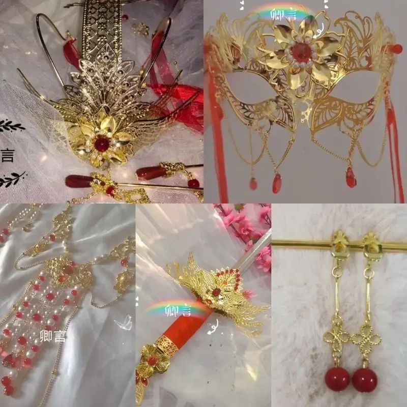 Tian Guan Ci Fu Xielian Príncipe Cabelo Coroa, Espada Vento Antiga, Yingluo, Alegre Deus Cos Cabelo