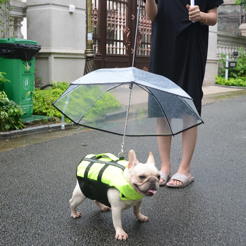 Dog Rain Scattered Medium-Sized Dog Small Dog Jarre Aero Bull Pug Teddy Pet Puppy Umbrella Waterproof Dog Walking Rain Artifact