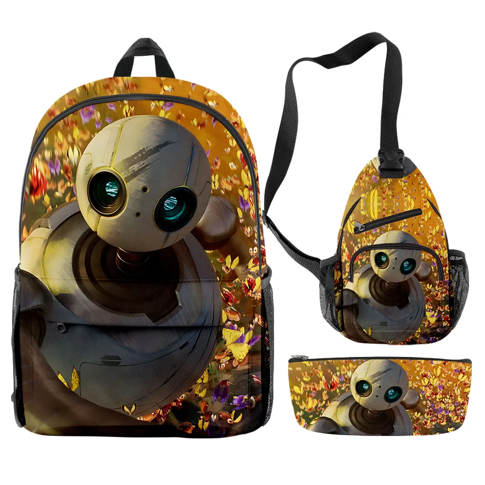 Classic Youthful Novelty The Wild Robot 3pcs/Set Backpack 3D Print Bookbag Laptop Daypack Backpacks Chest Bags Pencil Case