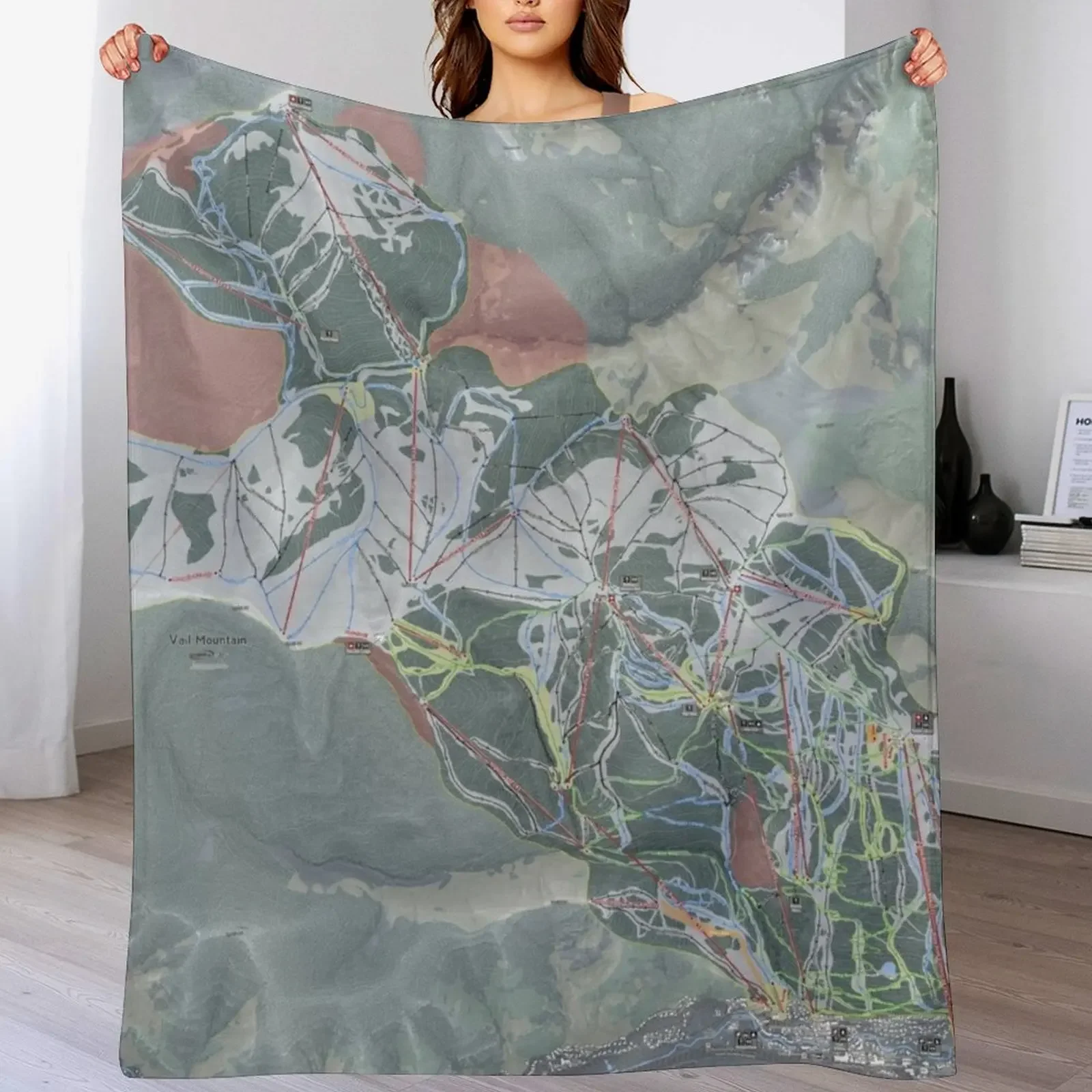 Vail Resort Trail Map Throw Blanket Warm Comfortable Blanket for Office Napping