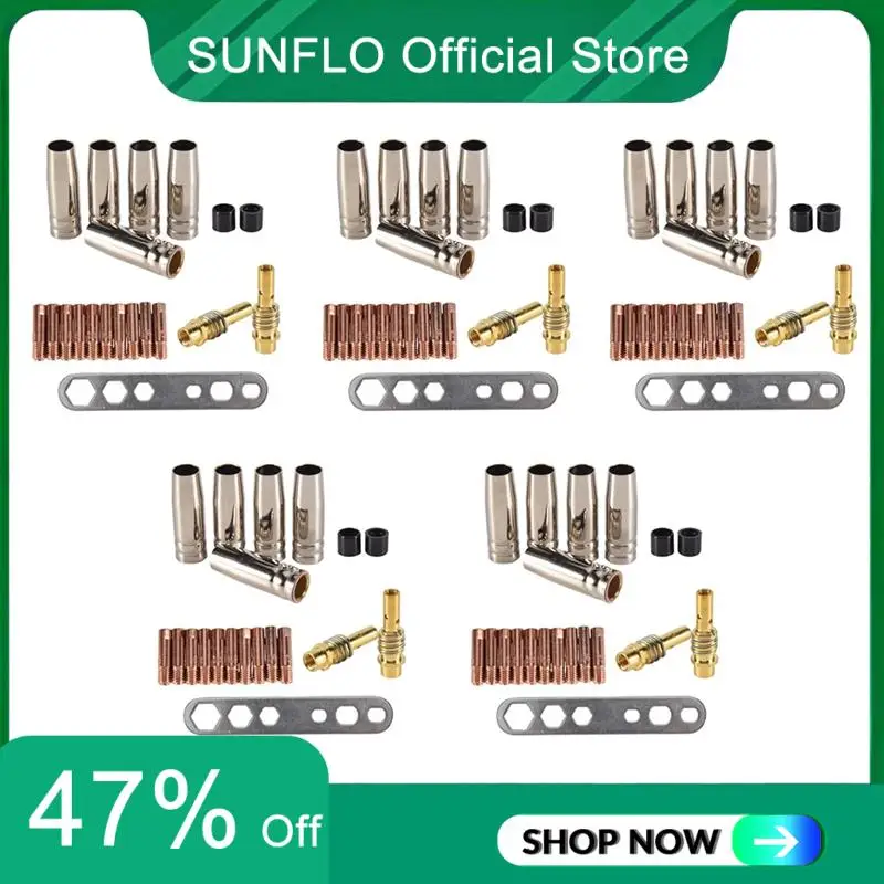 

SUNFLO 100Pcs Nozzles Contact Tips Holders Mig Welder Consumable Accessory For 15Ak Mb15 Mig Co2 Welding Torch