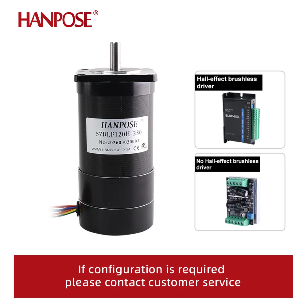 Series Brushless DC 57BLF120H-230  Motor Kit: 60W/100W/120W/180W Hall-Effect DC High-Speed 24V Motors