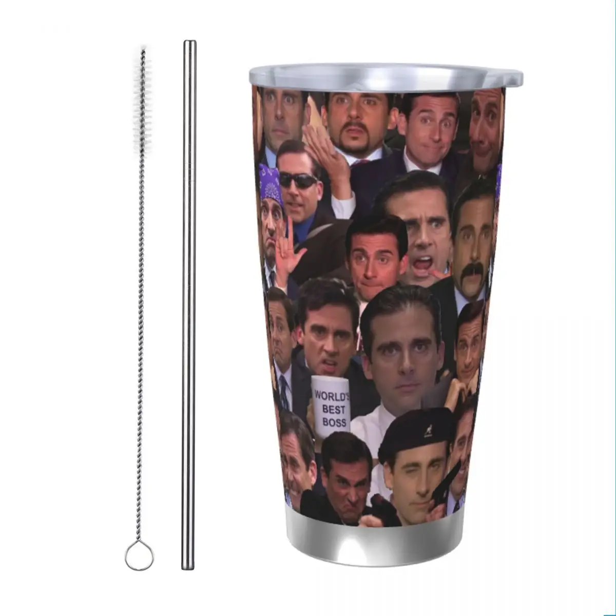 The Office Insulated Tumbler with Straws Lid Michael Scott Stainless Steel Thermal Mug Double Wall Car Bottle Cups, 20oz