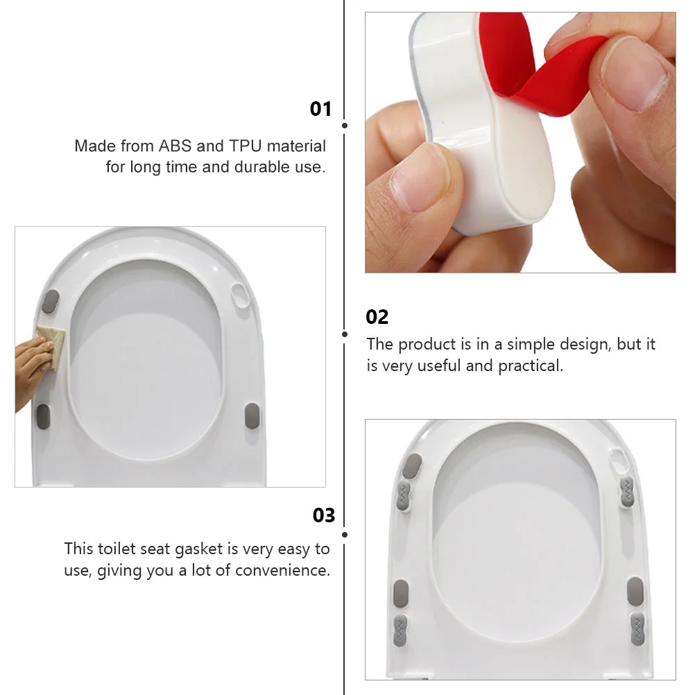 8 Pcs Toilet Seat Gasket Lifter Lid for Bathroom Stop Bumper Kit Risers Cushion