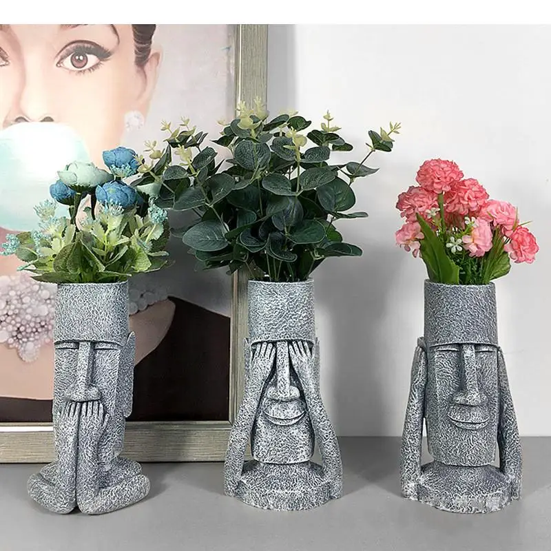 Resin vase Portrait abstract Human Stone statue Half-length Crafts Flower arrangement Home Decoration