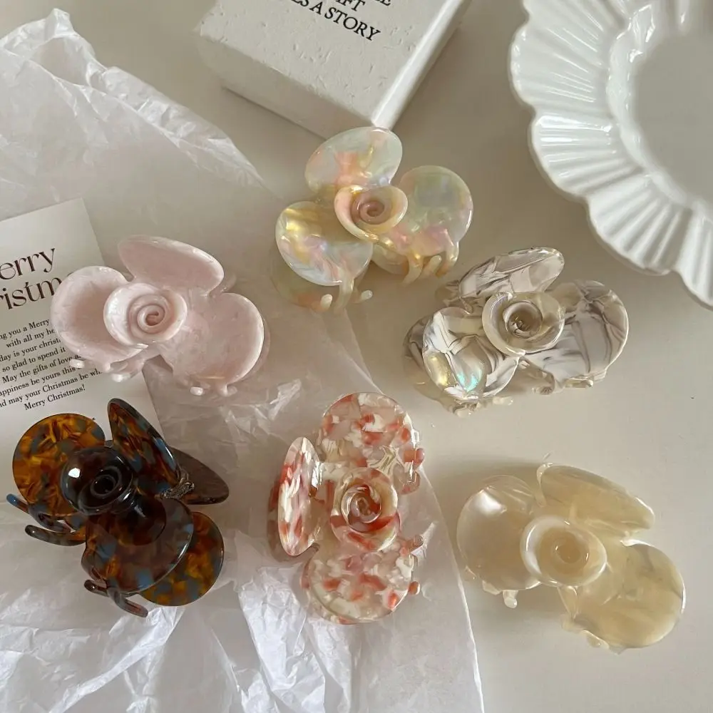 

Creative French Style Flower Hair Claw Colorful Medium Size Acetic Acid Hair Clip Korean Style Headwear Shark Clip Travel