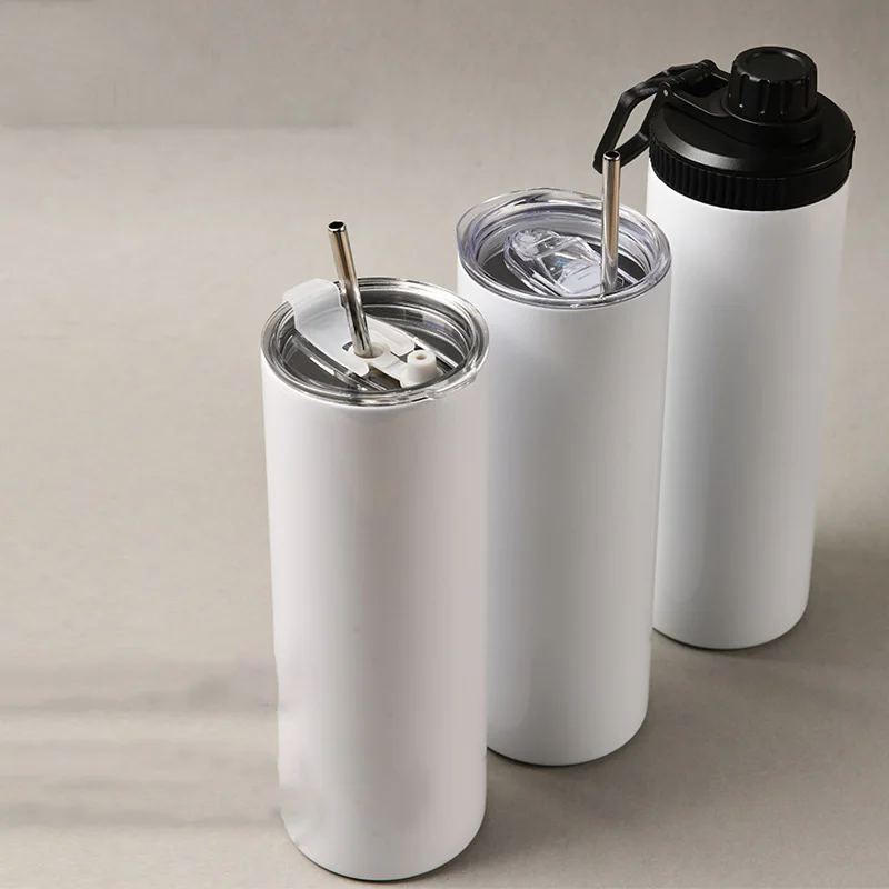 Stainless Steel Blank Space Sublimation Straight Flasks Portable Water Bottle With Cap Coffee Cup Mug Vacuum Insulated Thermos