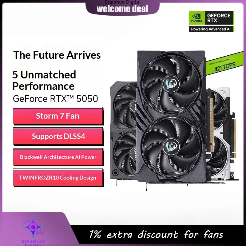 

MSI RTX5050 8G 2X OC/8G + A650BNL Игровая видеокарта Mystic Dragon Ventus с ускорением AI для настольного ПК