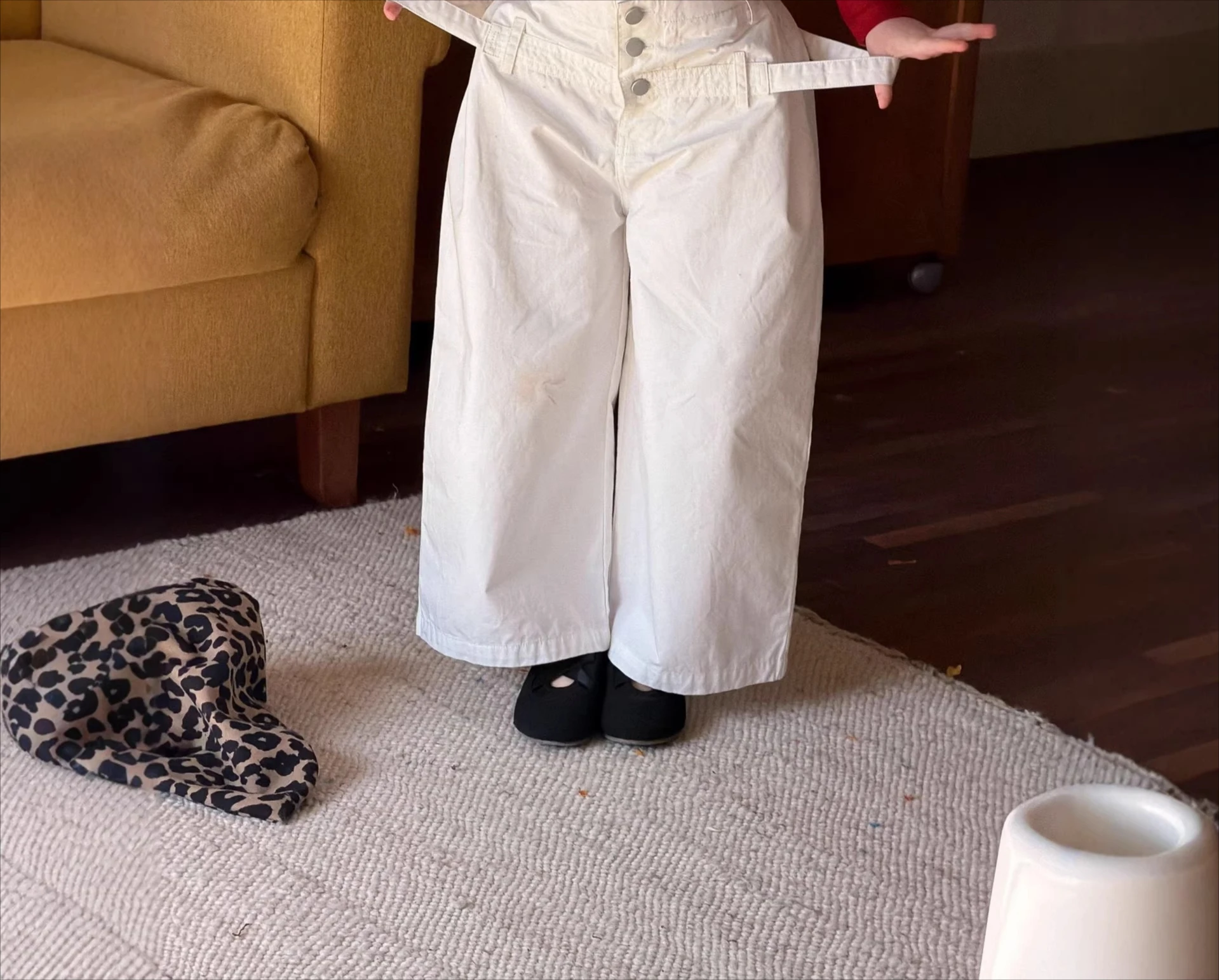 Girls Spring High Waist Tooling Straight Baby Casual Pants Long Children's Versatile Cotton Pants Wide Leg Pants