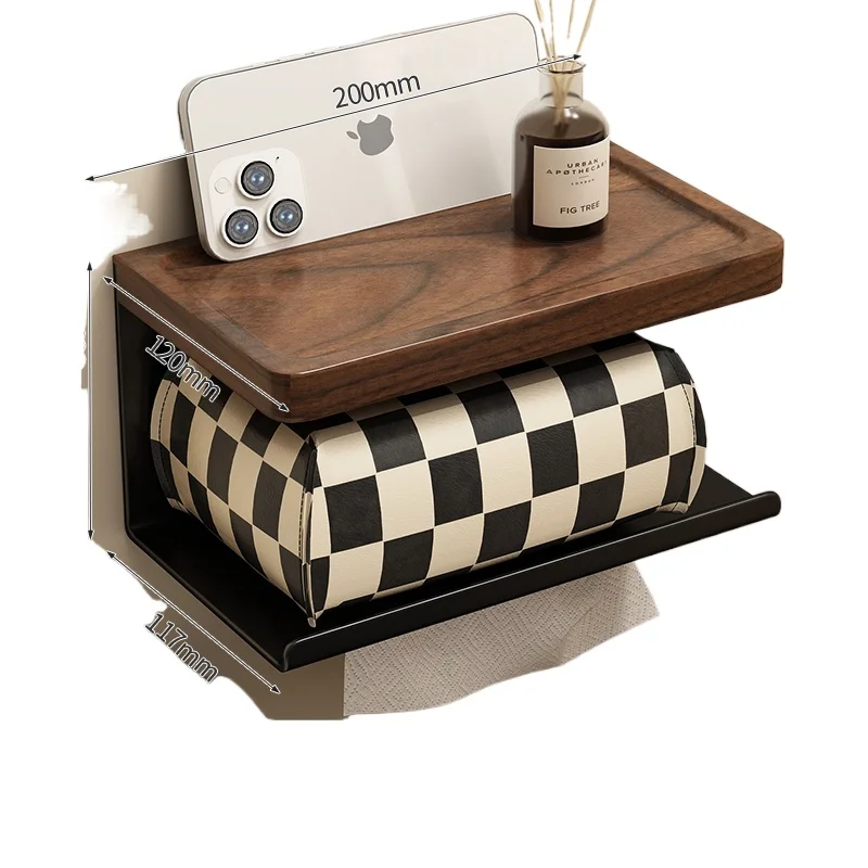 

Toilet Shelf Toilet Tissue Box Black Walnut No Punching Wall Mounted Wall Moisture-proof Carton
