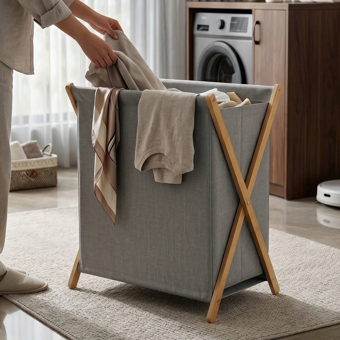 Dirty clothes basket Household high-value dirty clothes basket Foldable dirty clothes storage basket Light luxury large-capacity