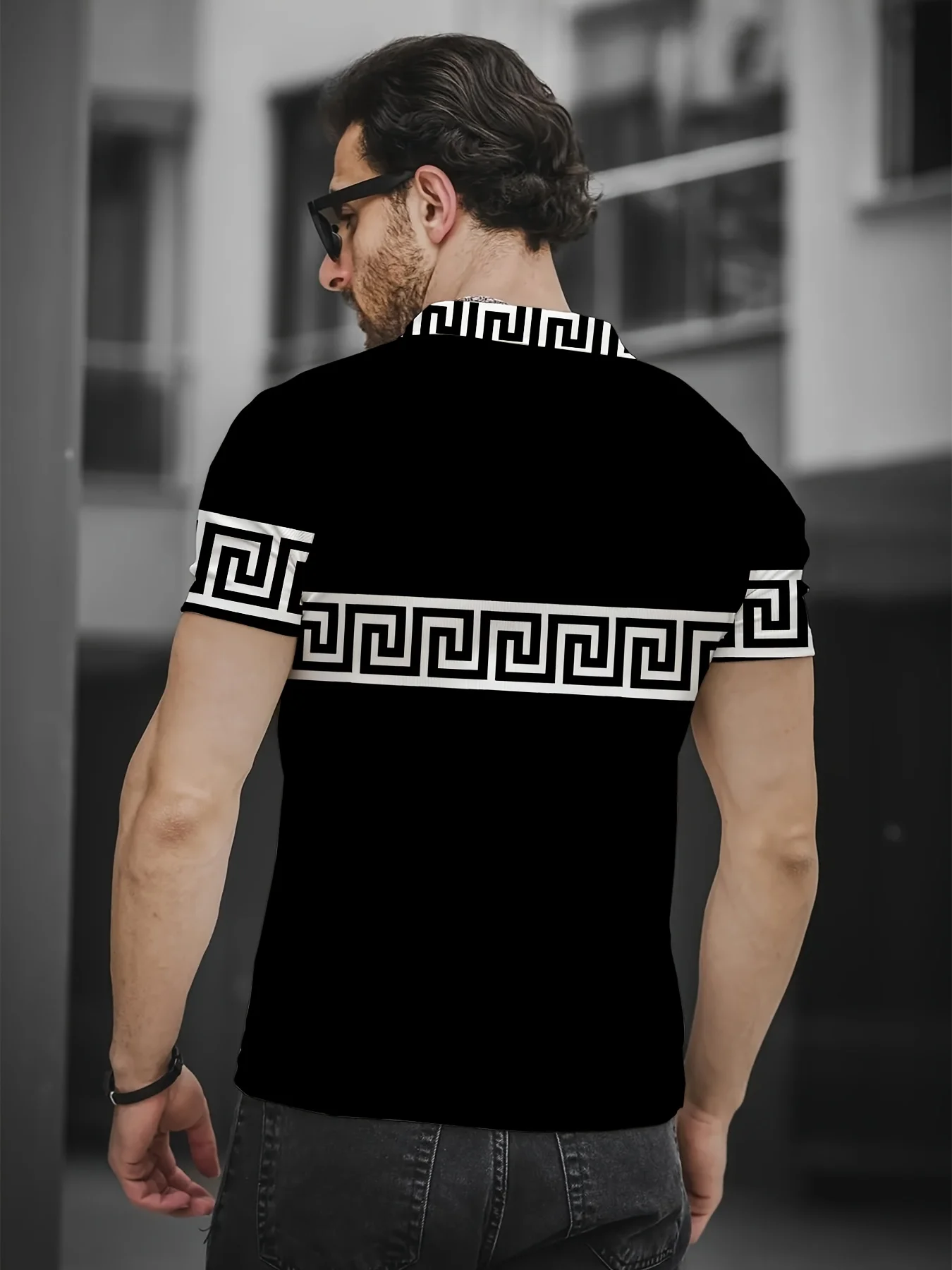 Das Neue Herren-Kurzarm-POLO-Shirt für den Sommer 2025 Verfügt über ein Lässiges, Modisches und Bequemes 3D-Gestreiftes Muster – Detail 7