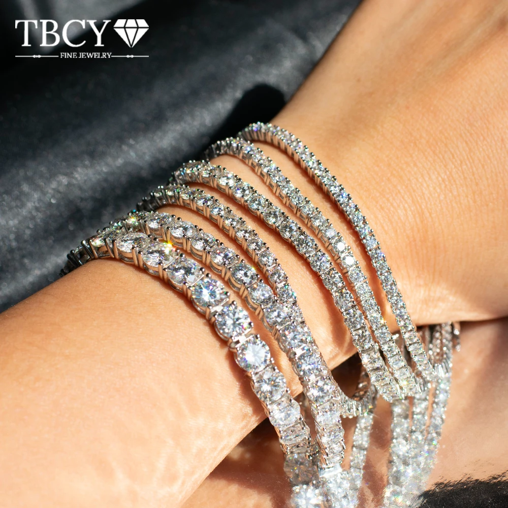 

TBCYD 3/4/5/6.5MM D Color Moissanite Tennis Bracelets For Women Men S925 Silver Diamond Chain Link Bracelets Fine Jewelry Gifts
