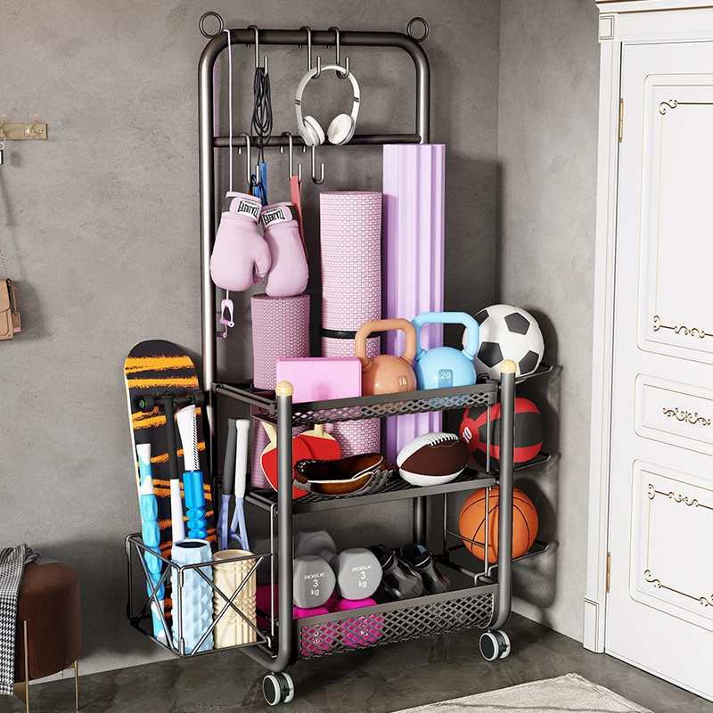 Organizzatore per allenamento in palestra domestica, portaoggetti in metallo per set di pesi, attrezzature per esercizi, deposito di palline da basket