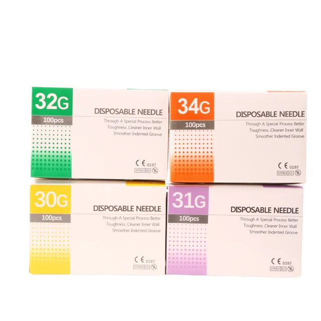 100 sztuk Superfine tatuaż bezbolesna mała igła jednorazowe plastikowe medyczne 30G 13MM 32G 4MM 32G 6MM strzykawki narzędzie do powiek