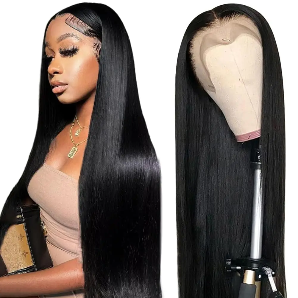 Natural Bone Straight 30 Inch HD Transparent 13x6 Lace Frontal Human Hair Wigs Brazilian Remy13x4 Lace Front Wig For Women