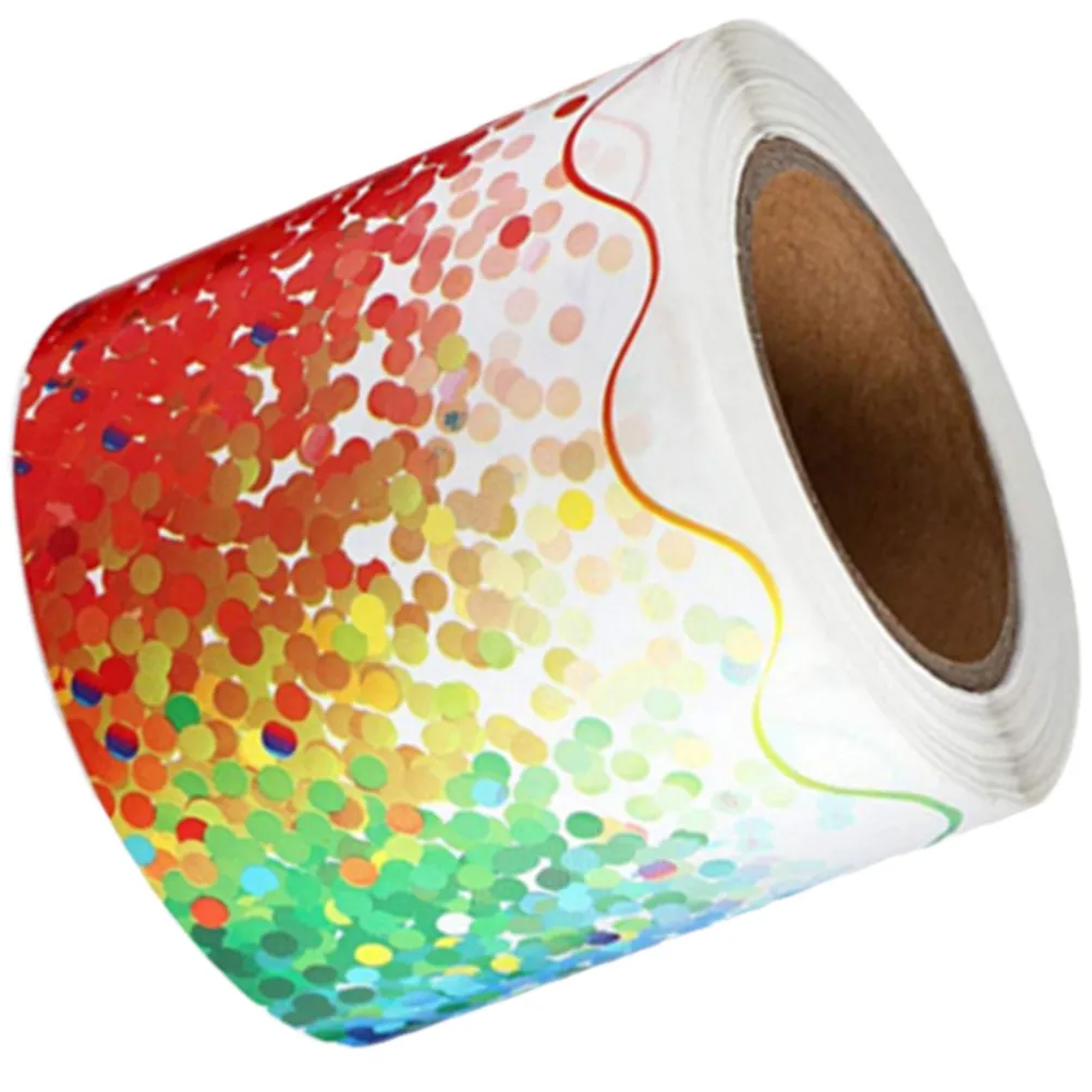 

1 Roll Colorful Bulletin Board Border Sticker Wave Pattern Decorative Border Trim Classroom Office Removable Self Adhesive