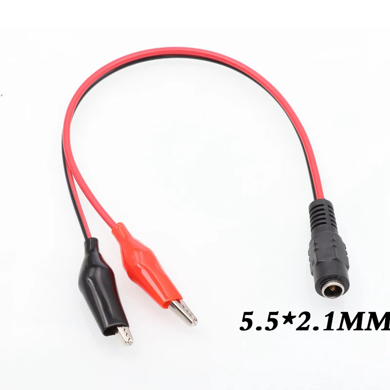 

Electrical Test Jumper Alligator Clips DC Male Female Jack Connector 12V Power Cable To 2 Connected Voltage 5.5*2.1mm