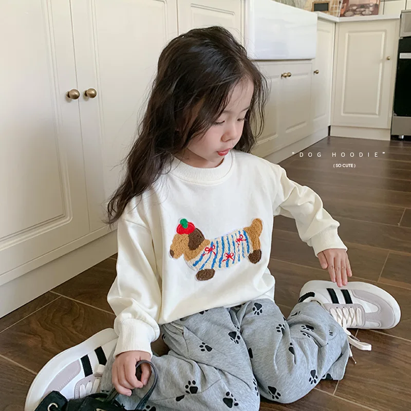 

Korea Children's Top Long sleeved Cartoon Printed Sweatershirt Loose Style 2-7 Years Girls Pullovers T Shirt 2024 Autumn New