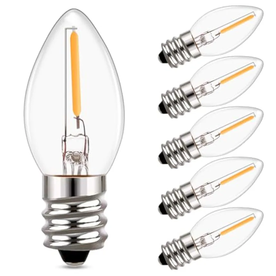 

C7 LED Bulbs, 0.5 Watts Filament Night Light Bulb Edison Style Sign Light E12 Candelabra Base Lamp Glass 4W 5W 6W 7 Watts Equal