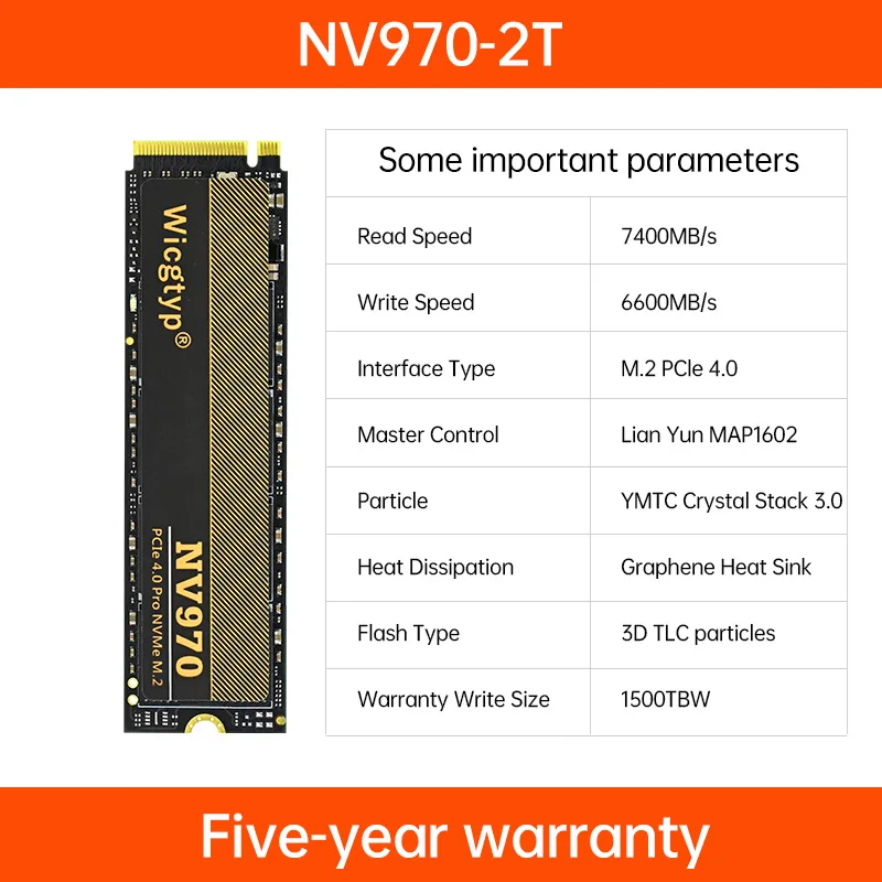 Wicgtyp SSD M2 NVMe 512GB 1 TB 2TB PCIe 4.0x4 M.2ภายใน SSD 1 TB 2TB NVMe 2280ฮาร์ดดิสก์สำหรับคอมพิวเตอร์แล็ปท็อป PS5