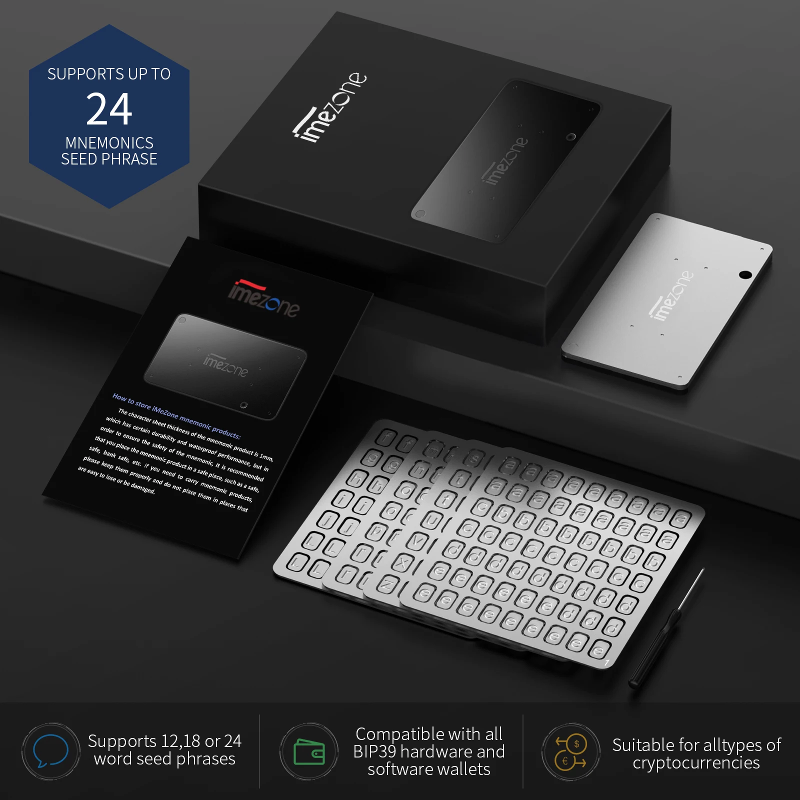 Imagem -06 - Imezone Pro-backup Seguro Crypto Wallet Seed com Criptografia Compatível com Todas as Carteiras de Hardware e Software Bip39