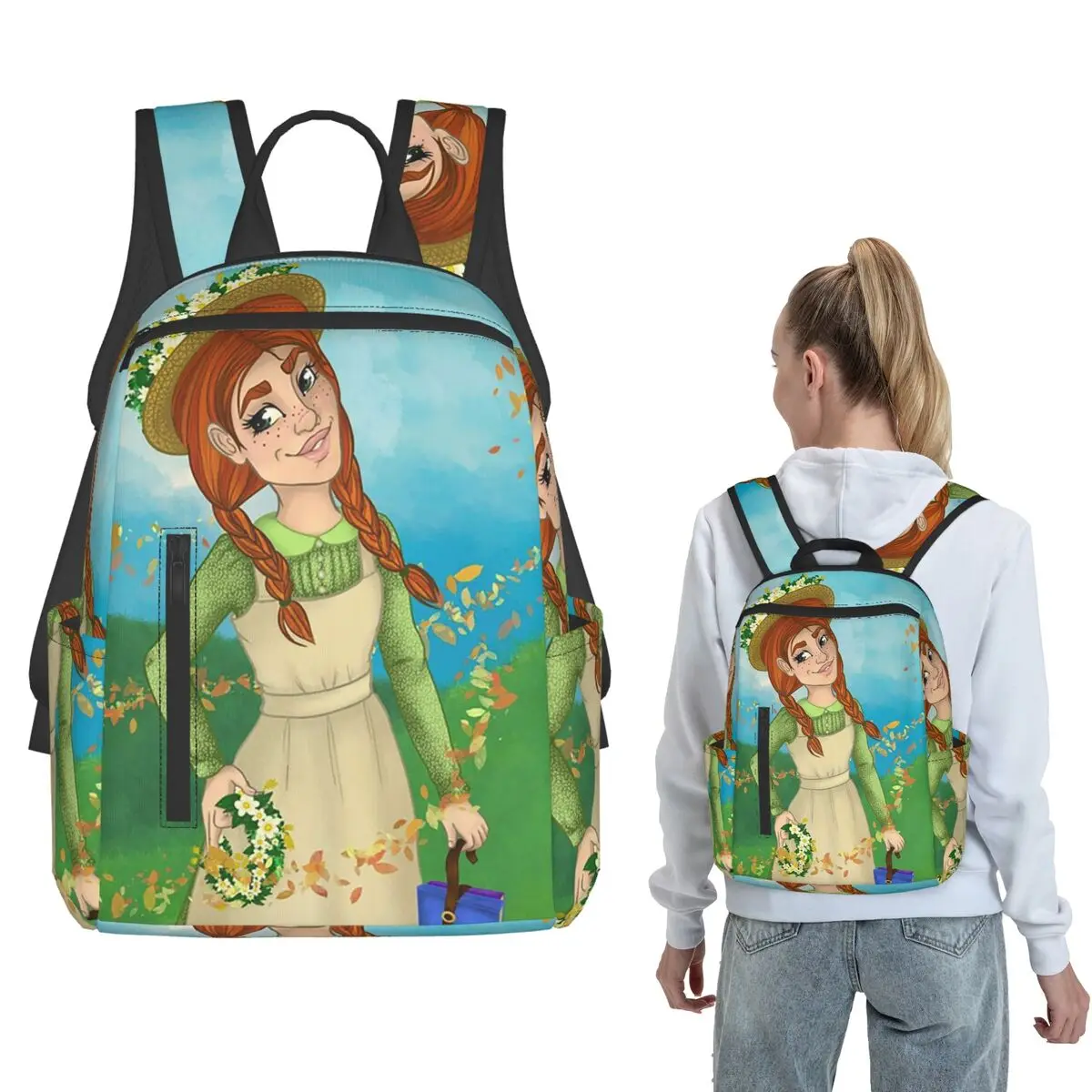 Cartoon Anne Of Green Gables Anime Backpack Daypack Boys Girls BookBag School Bag Shoulder Bags for Men Women